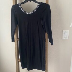 Black mini dress with Rhine stone accents